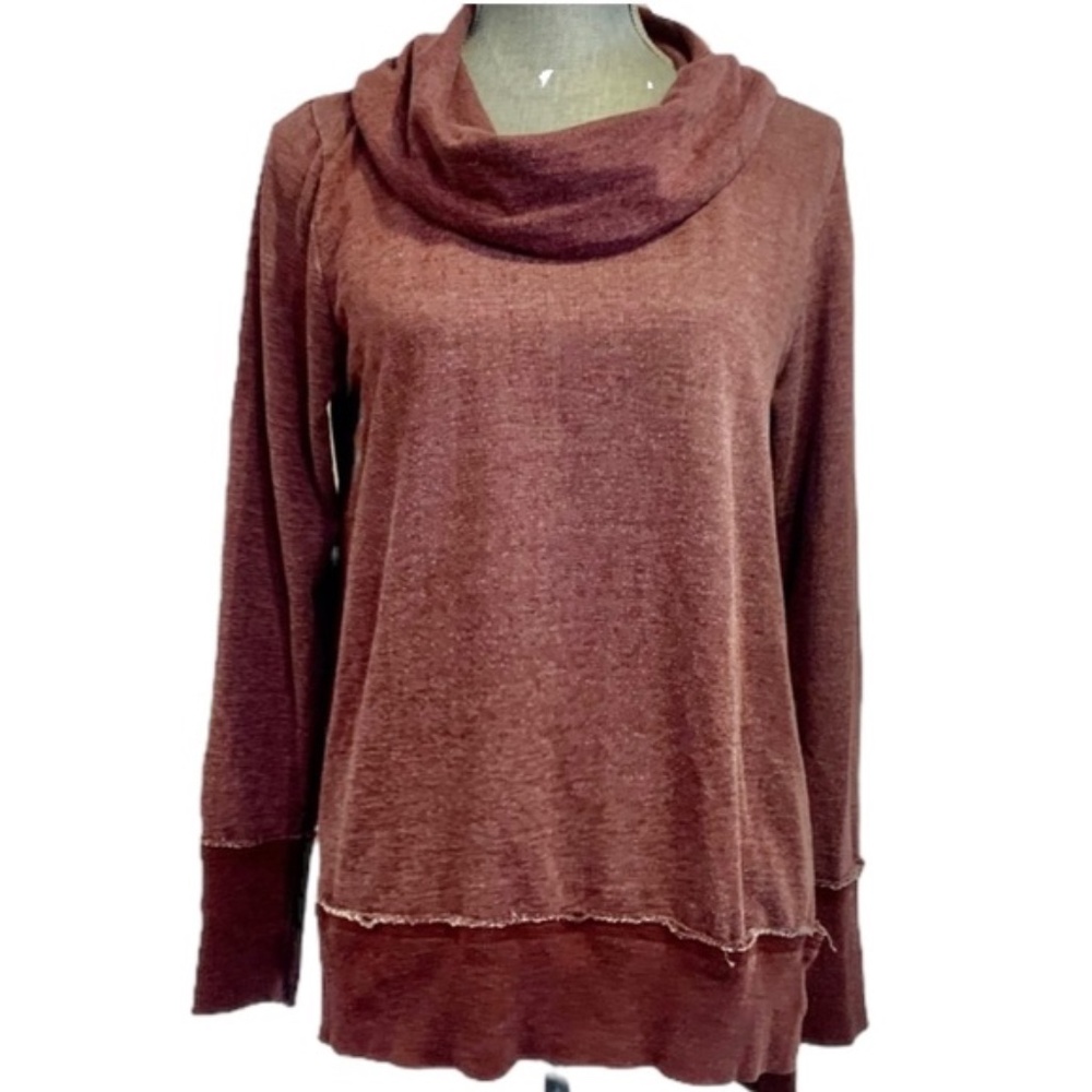Brand Burgundy Distressed Cowl Neck Pullover Long Sleeve Sweatshirt Medium NWT